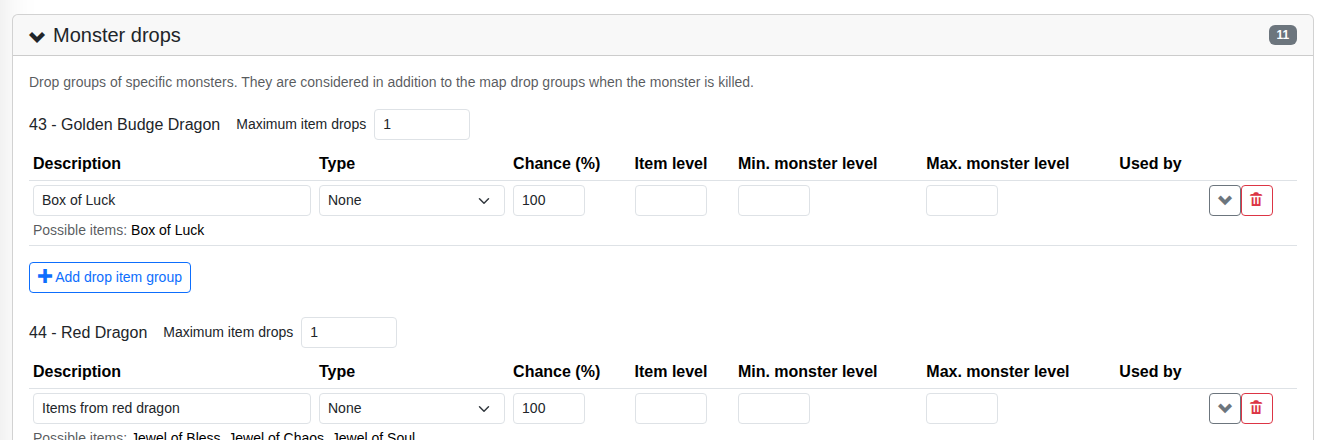 Monster drops